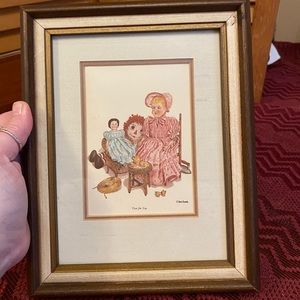 Vintage Raggedy Ann and Doll Picture Framed